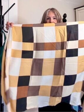 Plaid Soft Wrap - Cream, Tan, Brown, Black